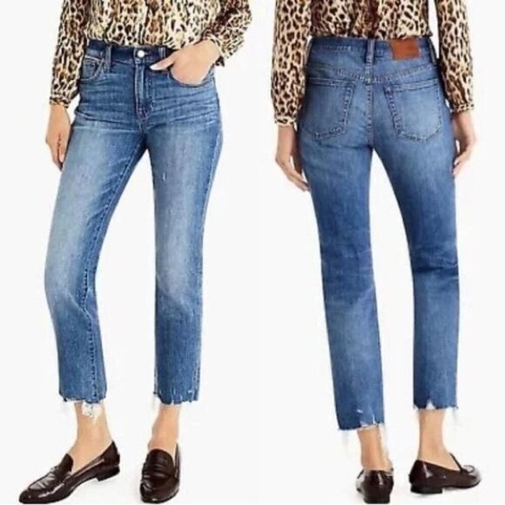 J. Crew Slim Broken in boyfriend jean with chewed hems size 26
